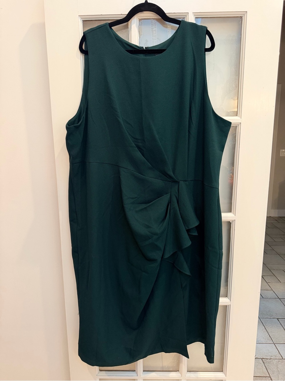 Lane Bryant Elegant Emerald Green Gathered Illusion Wrap Dress Plus Size 26 NWT